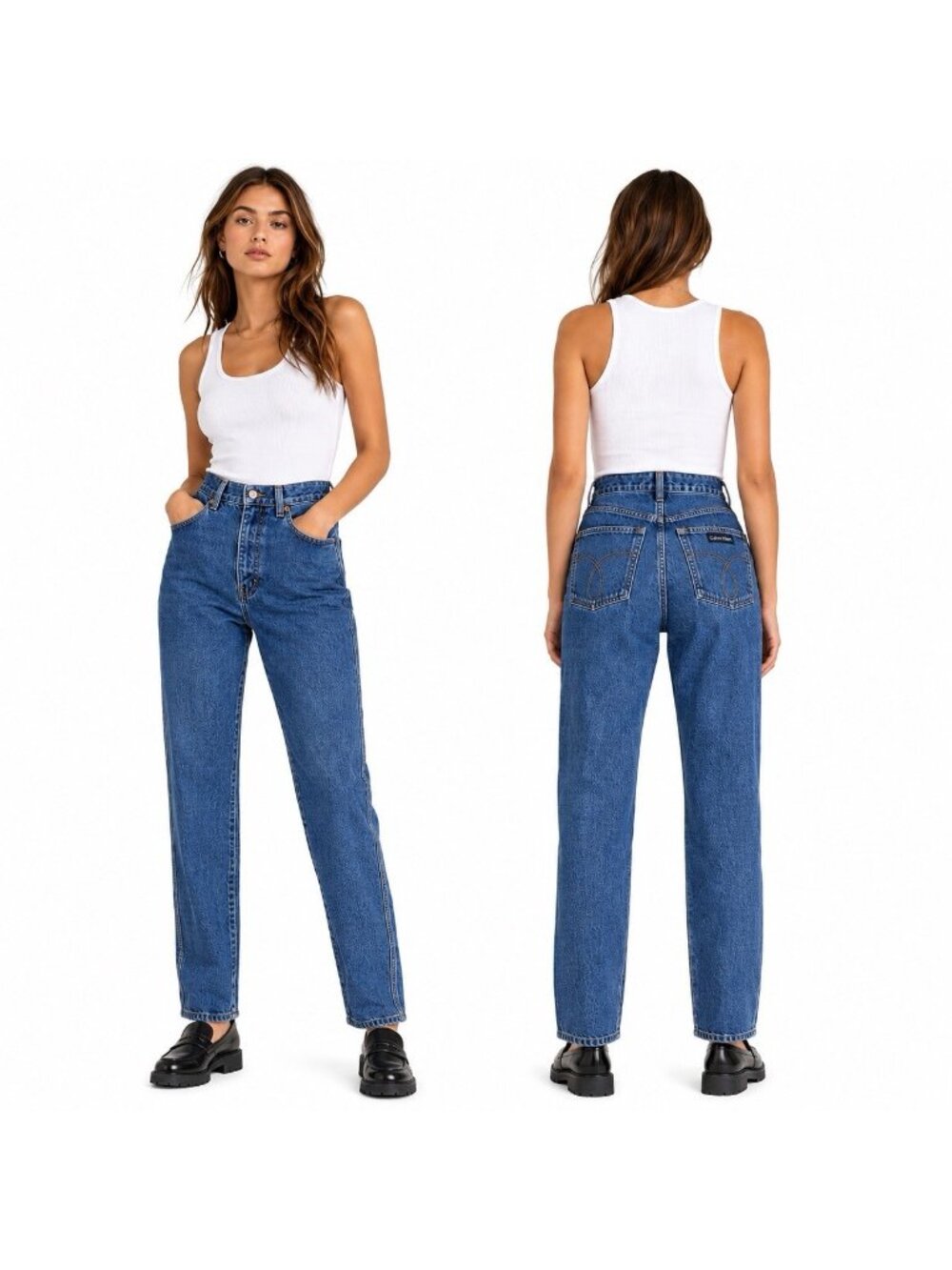 vintage 80s CALVIN KLEIN JEANS high rise straight leg 26 waist CK logo denim